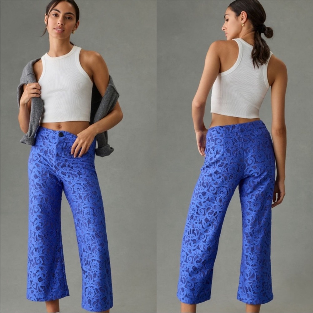 NWT Anthropologie Maeve The Colette Lace Cropped Wide Leg Pants